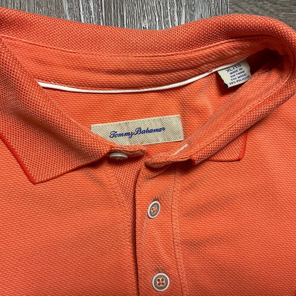 Tommy Bahama Tennis Golf Preppy Polo Shirt Mens XL Orange Boating Casual Resort - Picture 4 of 7